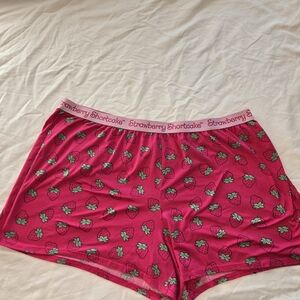 Pink Strawberry Shortcake Print Sleep Shorts